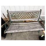 Garden Bench - Wrought Iron Wood Slat 49" W
