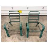 Patio Chairs - Green Metal (Lot of 2)