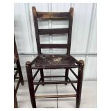 VTG Wood Ladderback Chairs With Newer Cushions - Set of 2