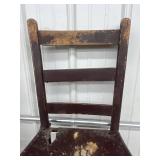 VTG Wood Ladderback Chairs With Newer Cushions - Set of 2