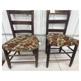 VTG Wood Ladderback Chairs With Newer Cushions - Set of 2