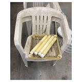 Patio Furniture Mixed Lot - 2 Plastic Chairs, Umbrella & Base Pieces