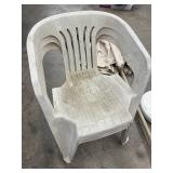 Patio Furniture Mixed Lot - 2 Plastic Chairs, Umbrella & Base Pieces