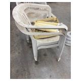 Patio Furniture Mixed Lot - 2 Plastic Chairs, Umbrella & Base Pieces