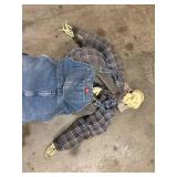 Halloween Skeleton Scarecrow Prop in Overalls & Flannel