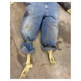 Halloween Skeleton Scarecrow Prop in Overalls & Flannel