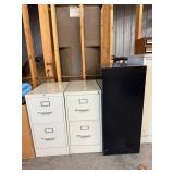 2 File Cabinets (one w key) & 1 Black Storage/File Cabinet Mixed Lot (Lot of 3)