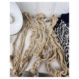 Mixed Lot - Lamp, Rope Plant Hangers, Glass Insulators & Candle