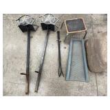 Fireplace Poker, Step Stool, Decorative Barn Star Iron Hose Holders & Downspout Splash Block, Decorative Hollow Faux YardRock