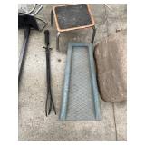 Fireplace Poker, Step Stool, Decorative Barn Star Iron Hose Holders & Downspout Splash Block, Decorative Hollow Faux YardRock