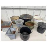 Metal Planters & Buckets Mixed Lot