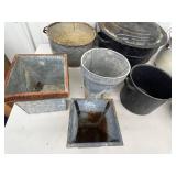 Metal Planters & Buckets Mixed Lot
