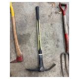 Garden Tools Mixed Lot - Collins Axe, Pick Mattock & Pitchfork