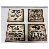 Cowboy Quote Wood Signs (Lot of 4)