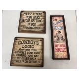 Rustic Wooden Wall Signs - Cowboy