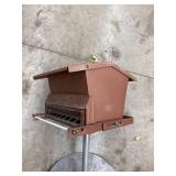 Bird Feeder - Pole Mount With Base & Mounting Block & Smaller Wooden Bird House