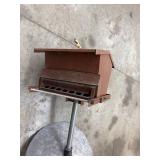 Bird Feeder - Pole Mount With Base & Mounting Block & Smaller Wooden Bird House