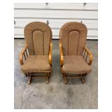 Two Glider Chairs w Fabric Backs & Seats w Wooden Frames