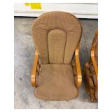 Two Glider Chairs w Fabric Backs & Seats w Wooden Frames
