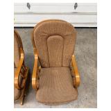 Two Glider Chairs w Fabric Backs & Seats w Wooden Frames