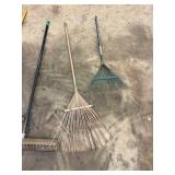 Yard Tools - Assorted Push Brooms, Rakes & Shovel