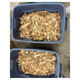 Cherry Wood Chips in Rubbermaid Roughneck Storage Totes (Lot of 2)