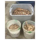 Apple Wood Chips (2 Buckets) and Unmarked Tub of Wood Chips