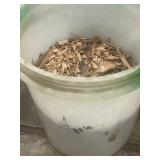 Apple Wood Chips (2 Buckets) and Unmarked Tub of Wood Chips
