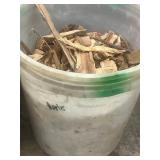 Apple Wood Chips (2 Buckets) and Unmarked Tub of Wood Chips