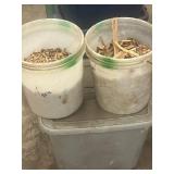 Apple Wood Chips (2 Buckets) and Unmarked Tub of Wood Chips