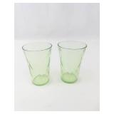 Vintage Uranium Glass Plates & Tumblers (Lot of 4)