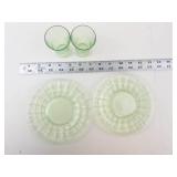 Vintage Uranium Glass Plates & Tumblers (Lot of 4)