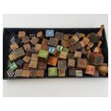 Vintage Wooden Alphabet Block Mixed Lot With Toy Pieces