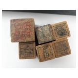 Vintage Wooden Alphabet Block Mixed Lot With Toy Pieces