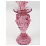 Vintage Fenton Rose Pearl Art Glass Perfume Bottle With Oval Stopper