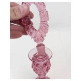 Vintage Fenton Rose Pearl Art Glass Perfume Bottle With Oval Stopper