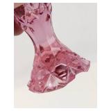 Vintage Fenton Rose Pearl Art Glass Perfume Bottle With Oval Stopper