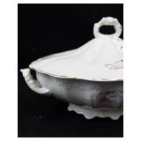 Porcelain Covered Serving Bowl With Lid & Handles