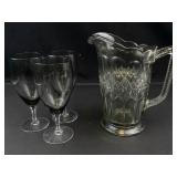 Smoked Glass Pitcher & Goblet Set
