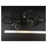 Smoked Glass Pitcher & Goblet Set