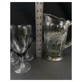 Smoked Glass Pitcher & Goblet Set