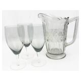 Smoked Glass Pitcher & Goblet Set
