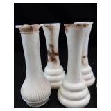 Anchor Hocking Milk Glass Platter & 4 Bud Vases