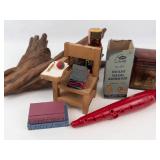 Mixed Lot Antique Miniatures, Driftwood & Vintage Tin