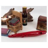 Mixed Lot Antique Miniatures, Driftwood & Vintage Tin