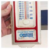 Vintage American Thermos Red Barn Lunchbox & Weather Watcher Thermometer Mixed Lot