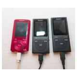 Sony Walkman Digital Music Player Lot – 3 Players with Charging Accessories