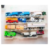 Toy Vehicle Lot – Branded Semis & Assorted Vehicles with Storage Containers