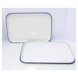 Vintage Enamelware Tray Lot – Set of 2 (12" x 17")