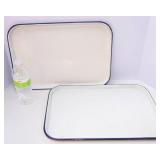 Vintage Enamelware Tray Lot – Set of 2 (12" x 17")